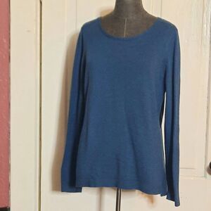 Old Navy Blue Tunic Lightweight Sweater Side Slits Soft Knit Layering, XL